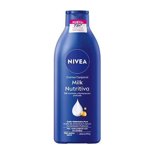 Crema Corporal NIVEA Milk Nutritiva 72 h Hidratación Piel Seca Botella x 400 ml