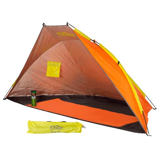 Toldo Ecology Mini Palm Ecology Bolsa x 1 Con protección solar UV 80+, Ideal para la playa y exteriores, Contiene costuras reforzadas, Producto liviano y portátil, Colores: naranja, gris y amarillo.Su diseño contemporáneo y elegante lo hace a