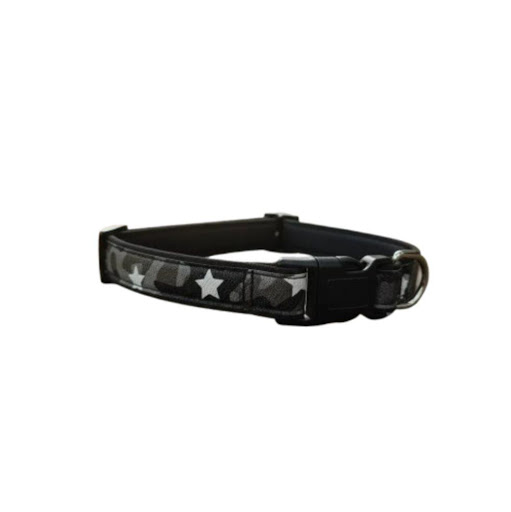 Collar Gris Para Mascotas Ajustable Estrellas  Tsuya Bolsa x 1und 