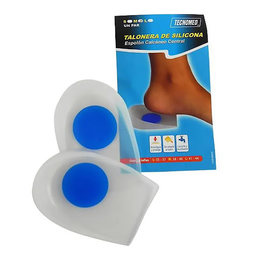 TALONERA SIL ESPOLON TALLA S KR KROMIA  x 1 Talonera ortopédica fabricada en silicona médica, diseñada para absorber impactos y aliviar el dolor causado por espolón calcáneo, fascitis plantar y bursitis del talón2. Su diseño permite una mejor d