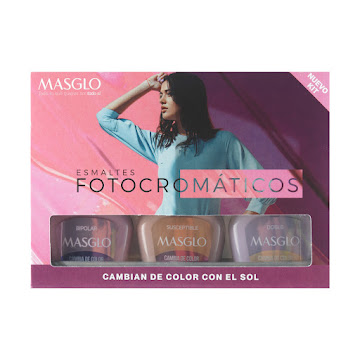 Kit Esmaltes Masglo Fotocromaticos #2 Caja Rosada x 3 und  