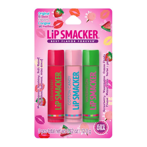 Bálsamo Labial Lip Smacker - Trio Original - 12 gr Lip Smacker Bálsamo Labial Trio - Fresa, Algodón de Azúcar y Sandia x 3 ¡Labios suaves, hidratados y con sabor irresistible!

Lip Smacker es el bálsamo labial perfecto para cuidar tus labios mientras disfrutas de sabores divertidos y únicos. Su fórmula ligera con humectan