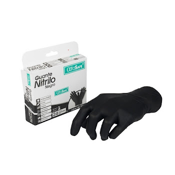 Guante Nitrilo Negro Alfasafe Talla M Caja x 24Uni   