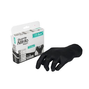Guante Nitrilo Negro   Alfasafe Talla M Caja x 24Uni 