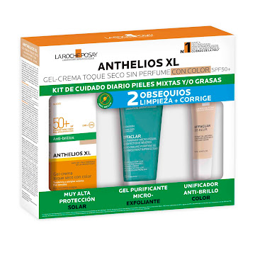 Kit grel Protector Solar La Roche Anthelios Xl Sin Perfume Con Color x 50 ml + Gel Purificante x 50 ml + Unificador x 10 ml  