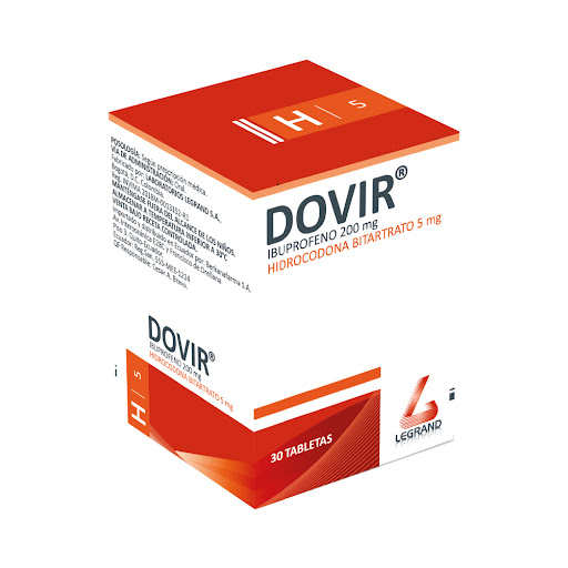 Dovir Ibuprofeno + Hidrocodona 200/5mg Legrand Frasco x 30 Tabletas