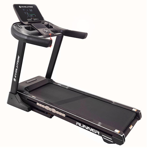 TROTADORA EVOLUTION RUNNER EVOLUTION FITNESS Individual x 1 La trotadora Runner es la opción perfecta para entrenamientos intensos con un potente motor DC de 3.5 HP y una velocidad máxima de 20 km/h, ofrece un rendimiento superior, su amplia área de trote de 1