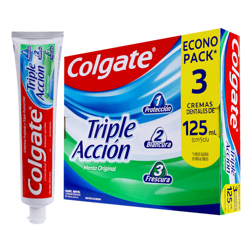 Crema Dental Colgate Triple Acción Caja 125 ml x 3 und