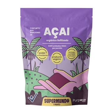 Harina Acaí Super Mundo Orgánico Liofilizado Doypack x 80 gr  