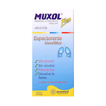 Muxol Flem Ambroxol Clorhidrato 30mg/5ml Novamed Jarabe Adultos Frasco x 120 ml  