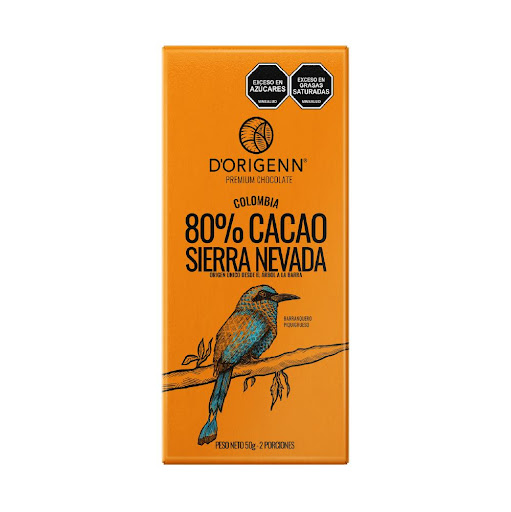 BARRA DE CHOCOLATE DORIGENN 80% SIERRA NEVADA 50 GRM D-ORIGENN CAJA x 1 Chocolate Premium en diferentes % de cacao que te otorgan una gran variedad de notas, sabores y aromas distintivos de cada región