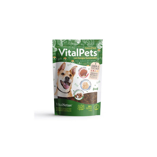 Galletas para perro con hongos funcionales, Vitalpets VITALPETS BOLSA  x 250 GR 250 gramos de galletas con ingredientes naturales que aportarán beneficios a tus peludos.

Pensando en el bienestar de nuestros amigos peludos 💕 en VitalSetas creamos una combinación especial para ell