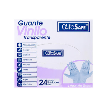 Guante Vinilo Alfasafe Talla S Caja x 24 und  