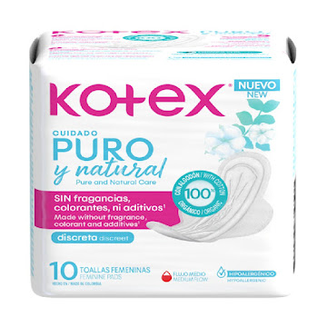 Toallas Femeninas Kotex Puro y Natural x 10 und  