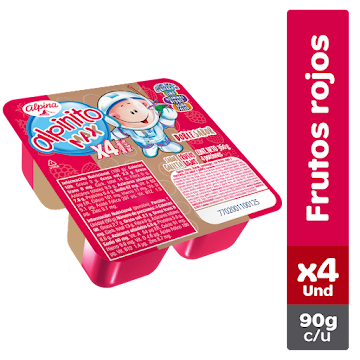 Alpinito Max Sabor Frutos Rojos Y Galleta x 4 und x 90 gr  