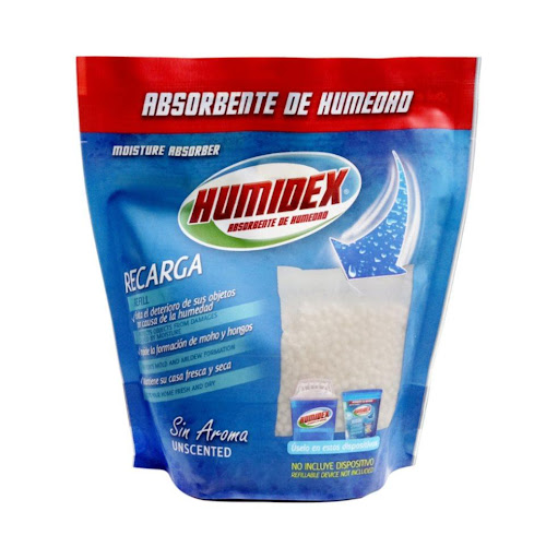Humidex - Repuesto 340g - Sin Aroma HUMIDEX DOY PACK x 1 und El producto contiene 340 gramos de granulado suelto sin aroma. NO incluye el vaso. Este producto también se encuentra disponible con aroma manzana canela, vainilla y limón. 

¿QUÉ ES HUMIDEX?
HUMIDEX 