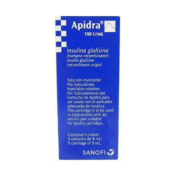 Apidra Insulina Glulisina 100 UI Sanofi Frasco x 3 ml  