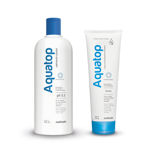 Combo Crema Aquatop Medihealth Restauradora Intensiva Tubo x 250Gr + Limpiador Liquido Aquatop pH 5.5 x 400Ml