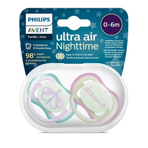 Chupo de Entretención Philips Avent Ultra Air Nocturno Brilla En La Oscuridad Blíster x 2 und