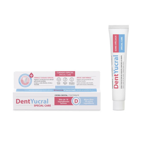 DentYucral Special Care Crema 75ml DentYucral Special Care Crema x 75 ml Protección avanzada para encías sensibles y boca seca

DentYucral Special Care es una crema dental de uso diario diseñada para el cuidado especializado de las encías y la protección contra la sequedad