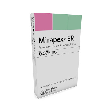 Mirapex ER Pramipexol 0.375 mg Boehringer Caja x 10 Comprimidos   