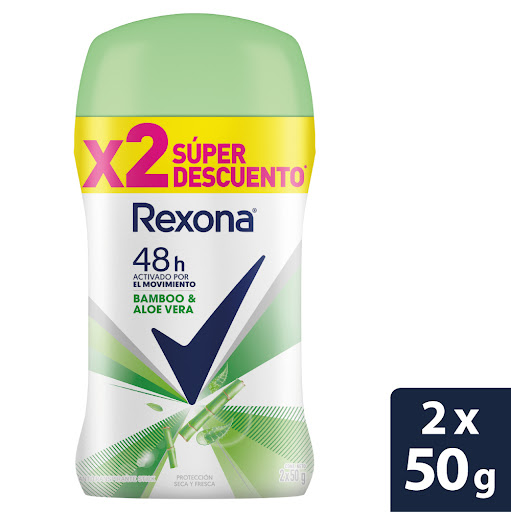 Desodorante Mujer Rexona Barra Motionsense Bamboo 50 gr Pack x 2 und