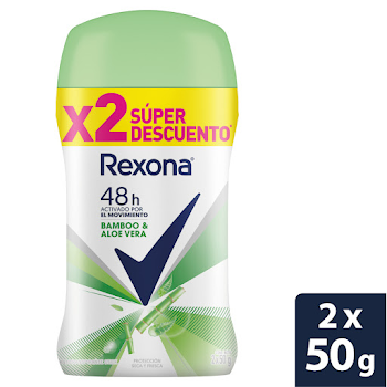 Desodorante Mujer Rexona Barra Motionsense Bamboo 50 gr Pack x 2 und  