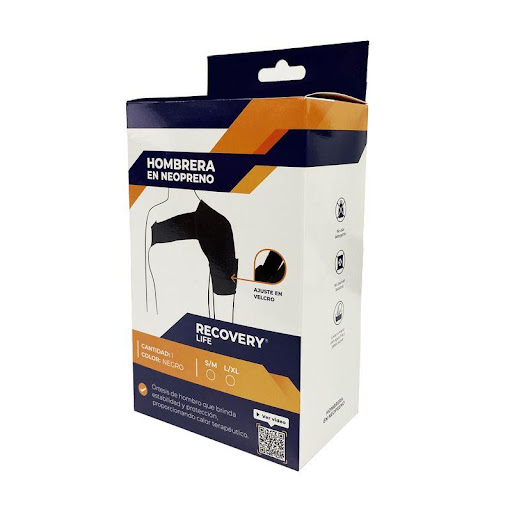 Hombrera Recovery Life Neopreno L XL RECOVERY LIFE Individual x 1 Soporte elaborado en neopreno que proporciona calor terapéutico, aliviando el dolor y brindando estabilidad a la cabeza del humero, protegiendo el hombro en lesiones de tejidos blandos y síndrome de m