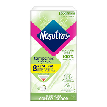 Tampones Con Aplicador Nosotras Regular Orgánico Paquete x 8 und  