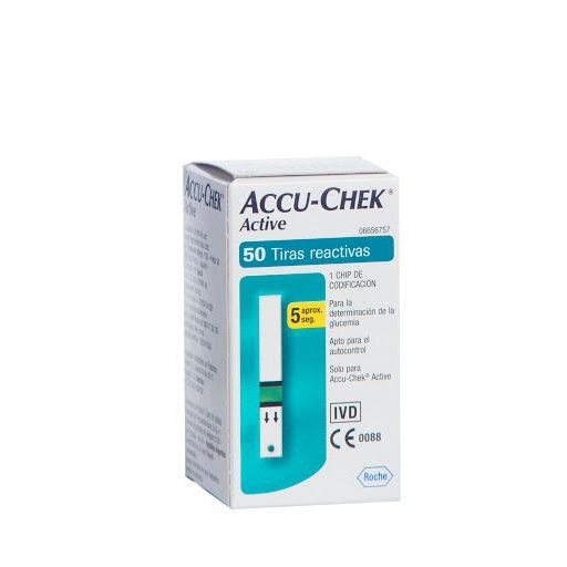 Tiras Roche Accu-Chek Active Reactivas Glucómetro x 50 und