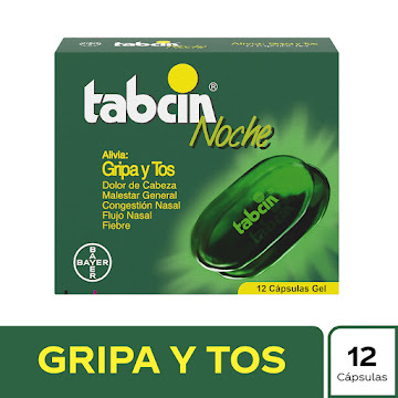 **TABCIN Noche 250mg Cáp.Caja x12cap.BAY ACETAMINOFEN FENILEFRIN CLORFE   