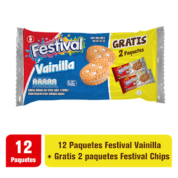 Galleta Festival Vainilla Caja x 12 und + 2 Galletas Chips  