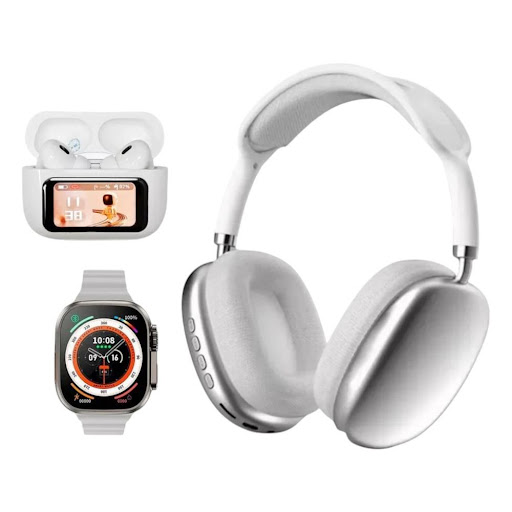 Combo Smartwatch + Audífonos TWS + Diadema Bluetooth Inalámbrica UNIMARC Unidad x 1 ¡Disfruta de la mejor tecnología en un solo paquete! Este combo te ofrece la combinación perfecta de audio, estilo y funcionalidad. Incluye audífonos Bluetooth over-ear con sonido envolvente, un reloj