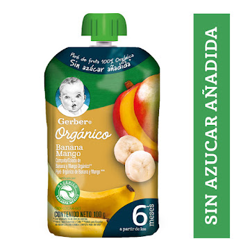 Compota Gerber Orgánico Sabor Platano Mango Pouch x 100 gr  