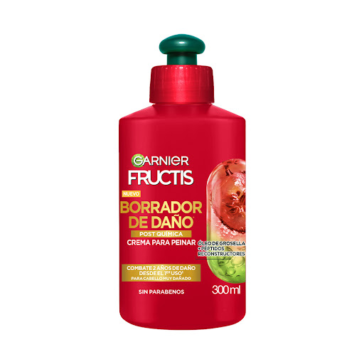 Crema Para Peinar Garnier Fructis Borrador De Daño Post Química Para Cabello Dañado Frasco x 300 ml