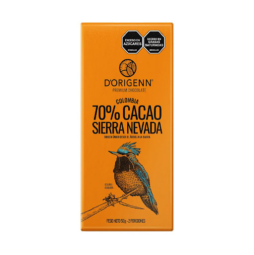 BARRA DE CHOCOLATE DORIGENN 70% SIERRA NEVADA 50 GRM D-ORIGENN CAJA x 1 Chocolate Premium en diferentes % de cacao que te otorgan una gran variedad de notas, sabores y aromas distintivos de cada región