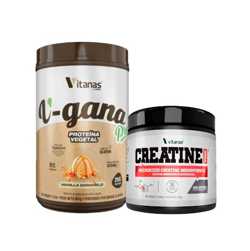 COMBO VEGANA PRO 1,5 LIBRAS VAINILLA + CREATINE TIME 150 G VITANAS TARROS  x 1,5 LIBRAS (681 G) Y 150 G 