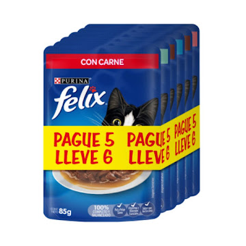 Alimento Para Gato Felix Pack Surtido Pague 5 Lleve 6 Sobres  