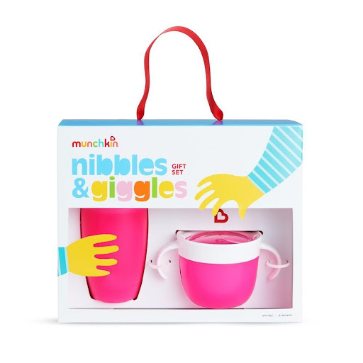 Set de Comedor Nibbles Rosado Vaso 360° y Bowl Bebe Munchkin Munchkin Unidad x 1 El vaso miracle 360 es además ideal para que los niños pueden tomar sin preocuparse por derramar el liquido y vayan cogiendo destreza en tomar de un vaso común. Ahora los snacks y las bebidas saldrán 
