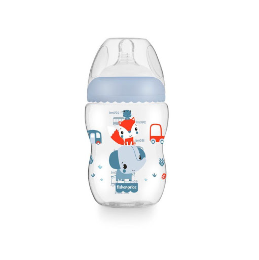 TETERO BOCA ANCHA FIRST MOMENTS DISENOS 270ML AZ FISHER PRICE CAJA x 1