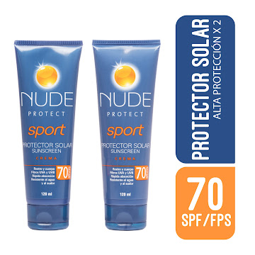  Protector Solar Nude Sport Spf70 Uva Uvb x 120 ml PrEsp x 2 und  