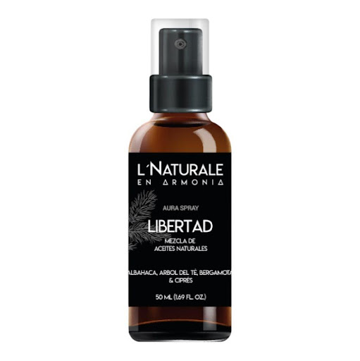 AURA SPRAY LIBERTAD 50ML NATURALE AURA SPRAY LIBERTAD 50ML x 1 UNA MEZCLA AROMÁTICA FRESCA Y REVITALIZANTE, CREADA PARA INSPIRAR LIGEREZA, CLARIDAD Y UNA SENSACIÓN DE LIBERTAD INTERIOR. EL CIPRÉS ES TRADICIONALMENTE VALORADO POR SU AROMA QUE APORTA CALMA, AYUDA A