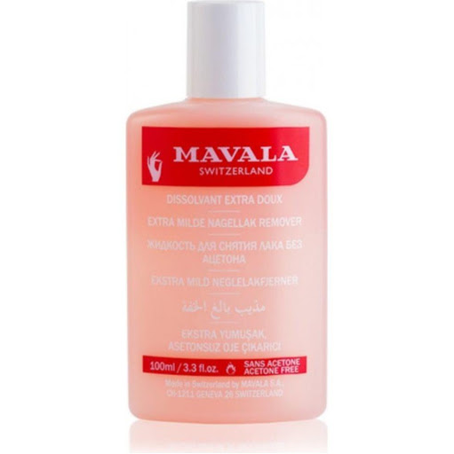 MAVALA NAIL POLISH QUITAESMALTES ROSA 100ML MAVALA NAIL POLISH REMOVER PINK 100ML x 100 ML Mavala Quitaesmalte Sin Acetona 100 ml es un removedor suave que elimina rápidamente cualquier resto de esmalte, respetando la uña. Está aconsejado para todas las uñas, incluso las uñas frágiles y del