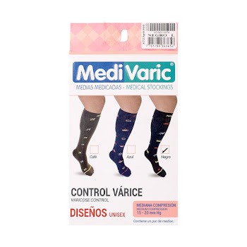 Medias De Compresión Medivaric Mediana Calcetin Diseño Carros 15-20 Negro L x 1 und  