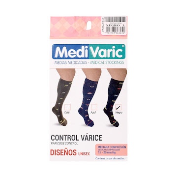 Medias De Compresión Medivaric Mediana Calcetin Diseño Carros 15-20 Negro L x 1 und  