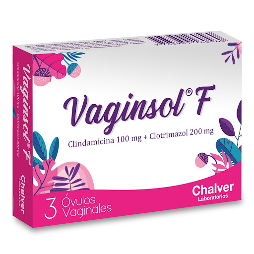 Vaginsol F  Clotrimazol + Clindamicina Fosfato 200/100mg Chalver Caja x 3 Óvulos 