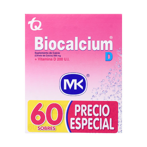 Biocalcium D Calcio + Vitamina D3 500mg/200 UI MK Caja x 60 Sobres