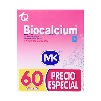 Biocalcium D Calcio + Vitamina D3 500mg/200 UI MK Caja x 60 Sobres  