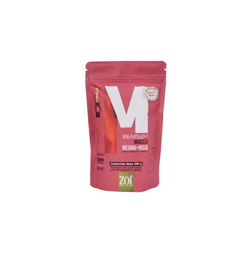 Macca roja + macca negra ZOI DOY PACK 250 gr x 1 Maca Roja + Maca Negra es un suplemento alimenticio elaborado con raíces andinas reconocidas por su aporte nutricional y energético. Su combinación contribuye a la vitalidad, el rendimiento físico y e