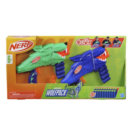 Lanzador Nerf Wild Wolfpack Nerf  x 1 Es un set diseñado para fomentar el juego imaginativo y la diversión. Este pack incluye dos lanzadores con un diseño único inspirado en lobos, ideales para aventuras llenas de acción. Cada lanzador ti
